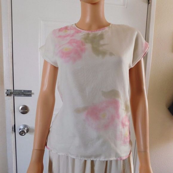 Italian Silk Top DOUUOD Girl Blouse sz 12 XS - Picture 1 of 5